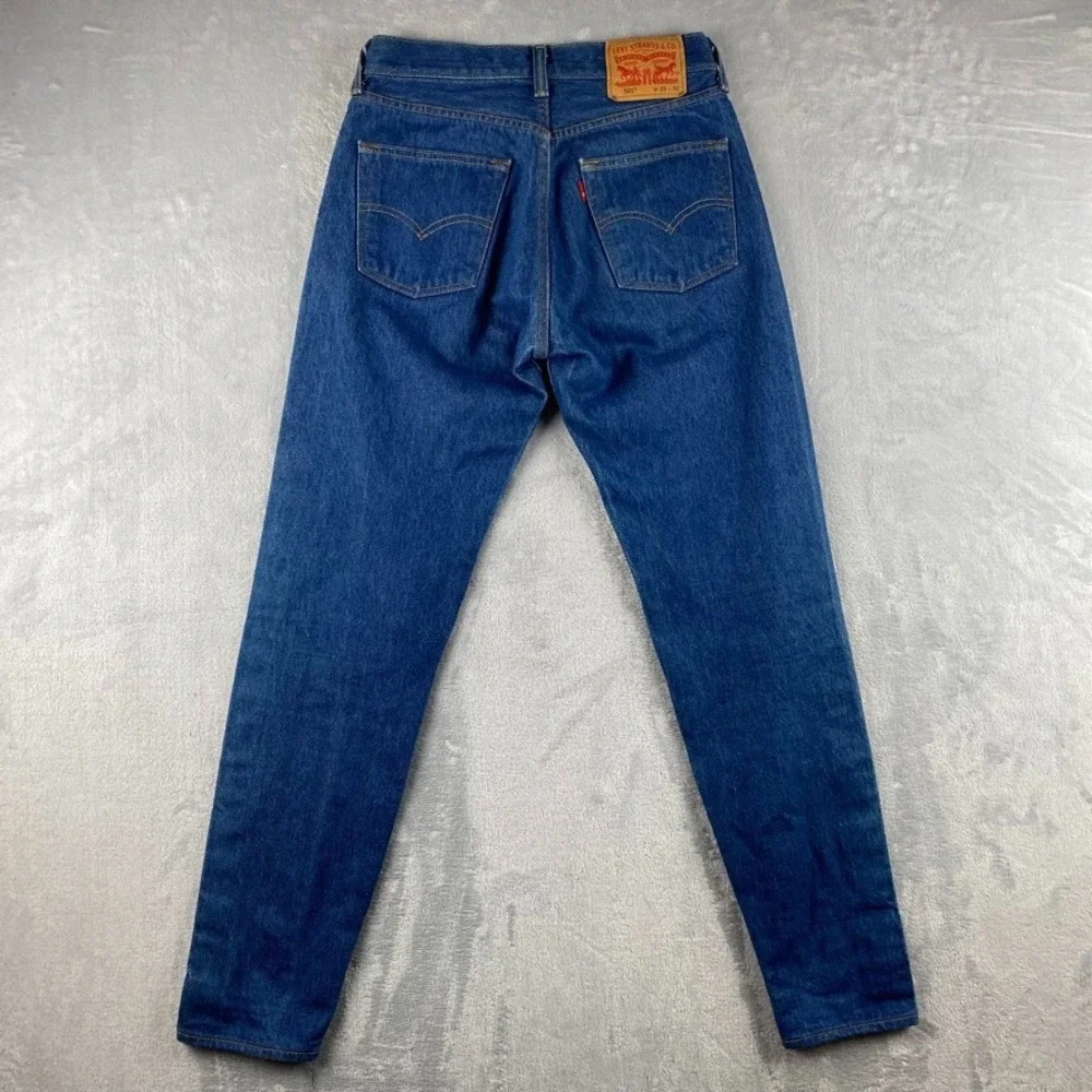 Levis Jeans Mens 29x32 Blue 501 Straight Button Fly Western Design Art Denim